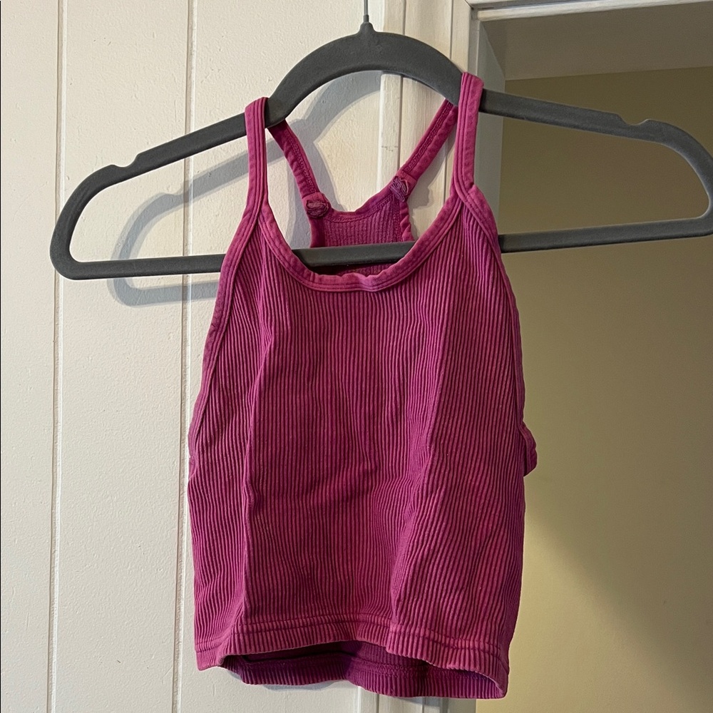 Free people high neck pink ribbed Tank Top